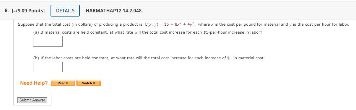 Solved Suppose that the total cost (in dollars) of producing | Chegg.com