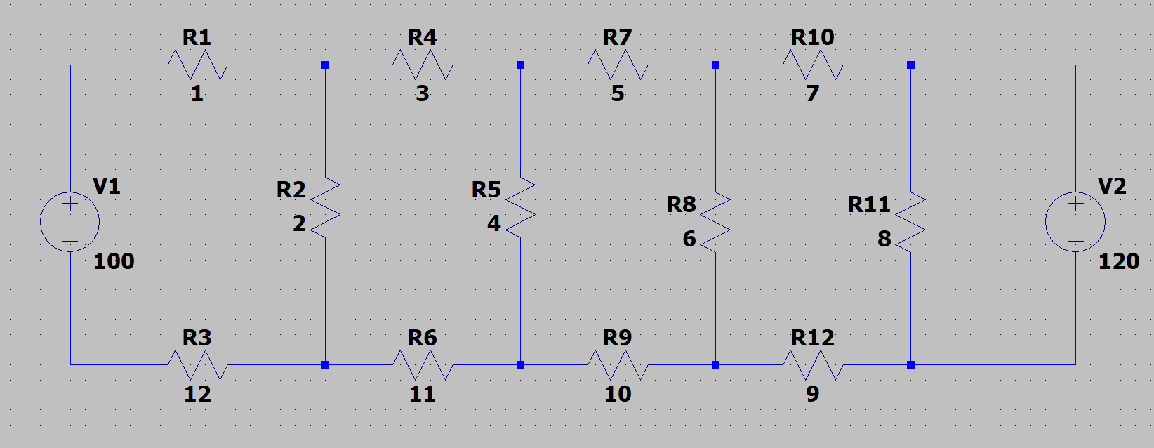 Solved R1 R4 RZ R10 1 3 5 7 V1 R2 R5 V2 + R8 R11 2 4 6 8 100 | Chegg.com