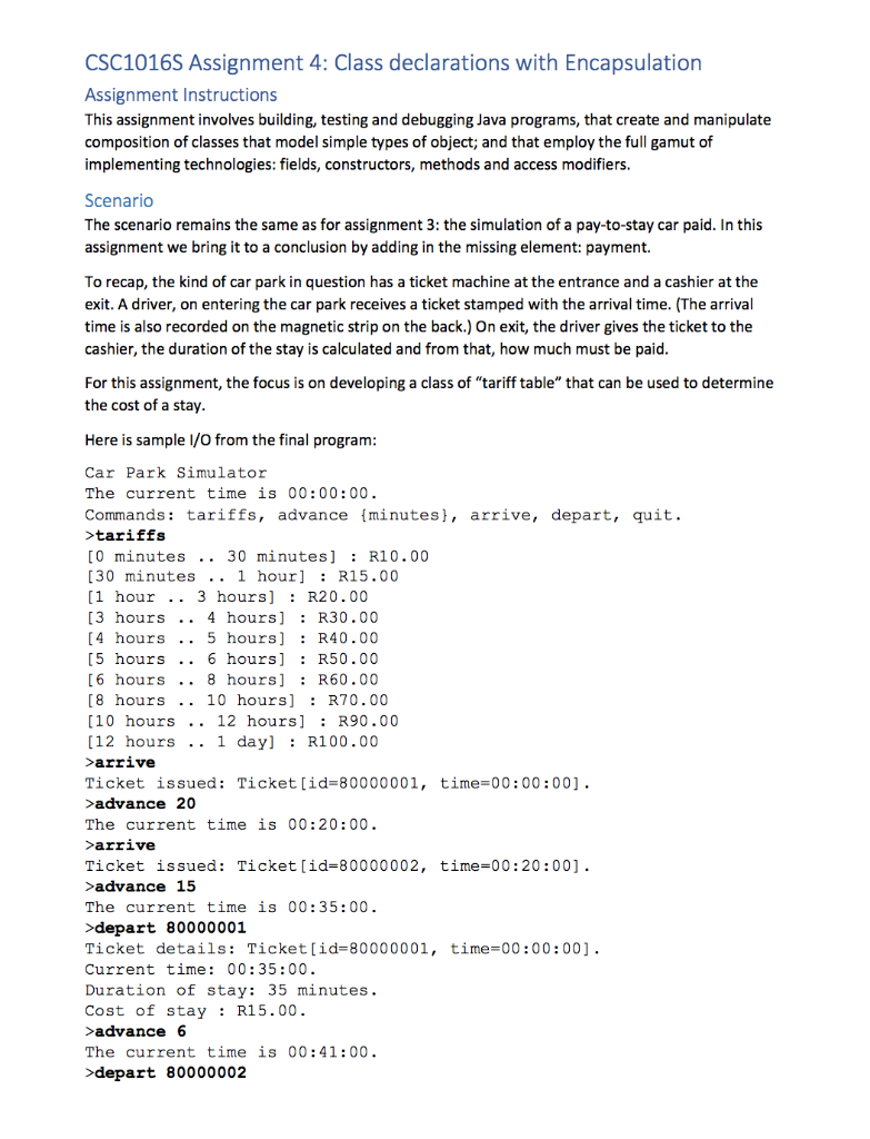 CSC10165 Assignment 4: Class declarations with | Chegg.com