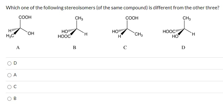 Solved Which One Of The Following Stereoisomers (of The Same | Chegg.com