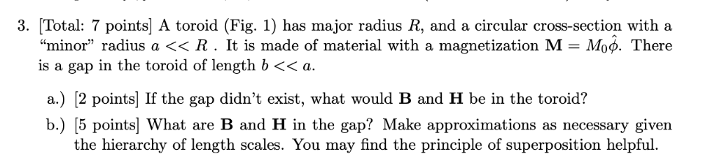 Solved 3 Total 7 Points A Toroid Fig 1 Has Major 6555