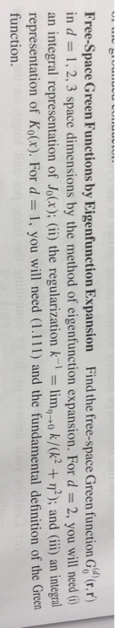 Solved Free-Space Green Functions by Eigenfunction Expansion | Chegg.com