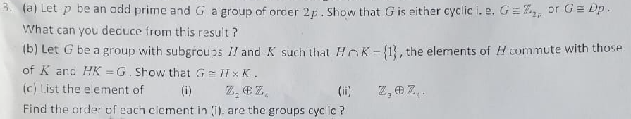 Solved A Let P Be An Odd Prime And G A Group Of Order 2p