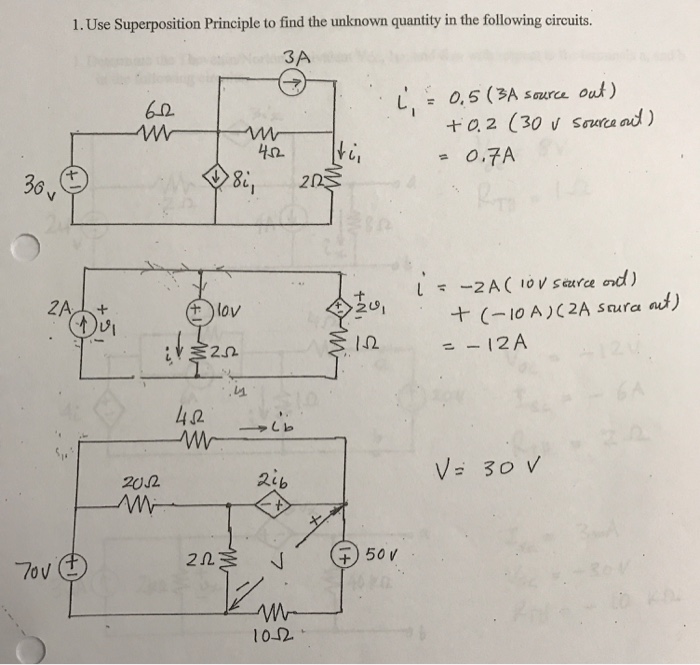 Solved 1 Use Superposition Principle to find the unknown | Chegg.com