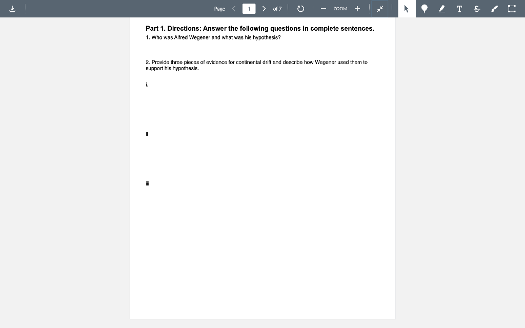 Solved Page of 7 ZOOM + TO Part 1. Directions: Answer | Chegg.com