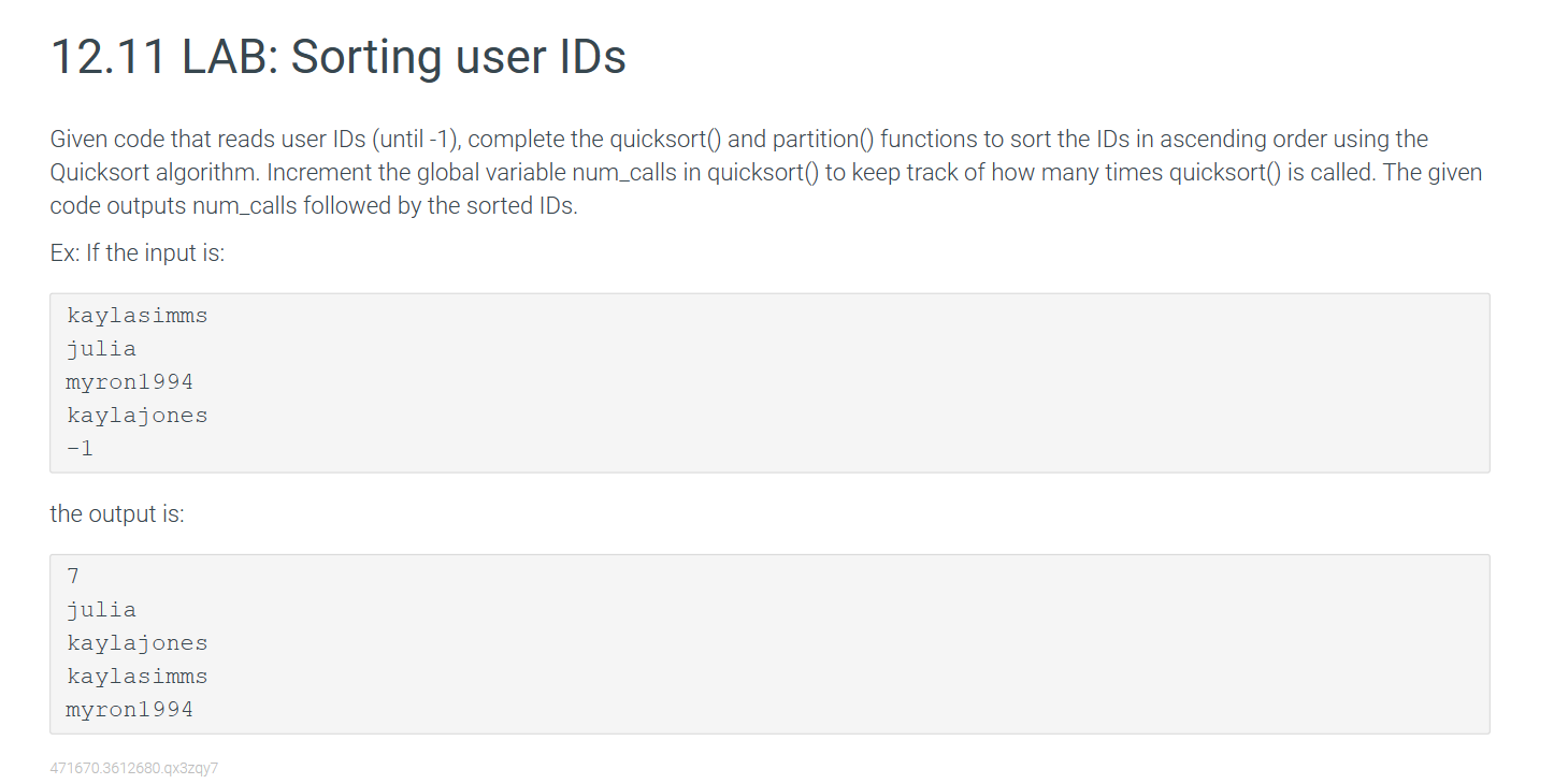 Solved IN PYTHON PLEASE Given code that reads user IDs | Chegg.com