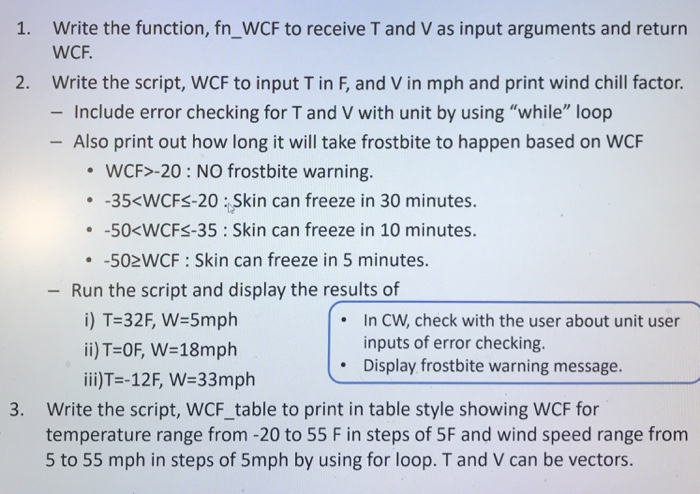 Solved The wind chill factor (WCF) measures how cold it | Chegg.com