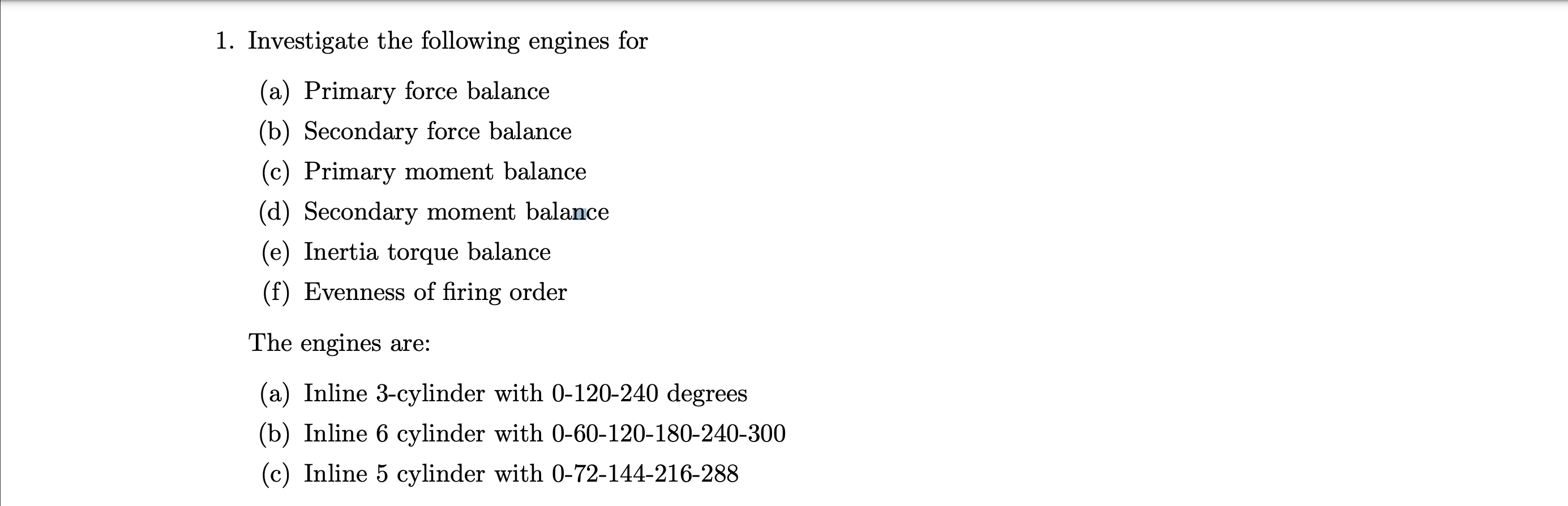 1 Investigate The Following Engines For A Primary Chegg Com