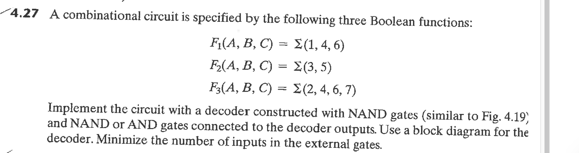 Solved 4.27 A Combinational Circuit Is Specified By The | Chegg.com