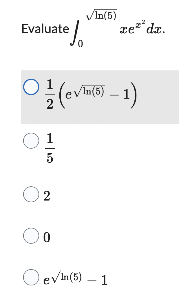 solved-evaluate-0ln-5-2xex2dx12-eln-5-2-1-1520eln-5-2-1-chegg