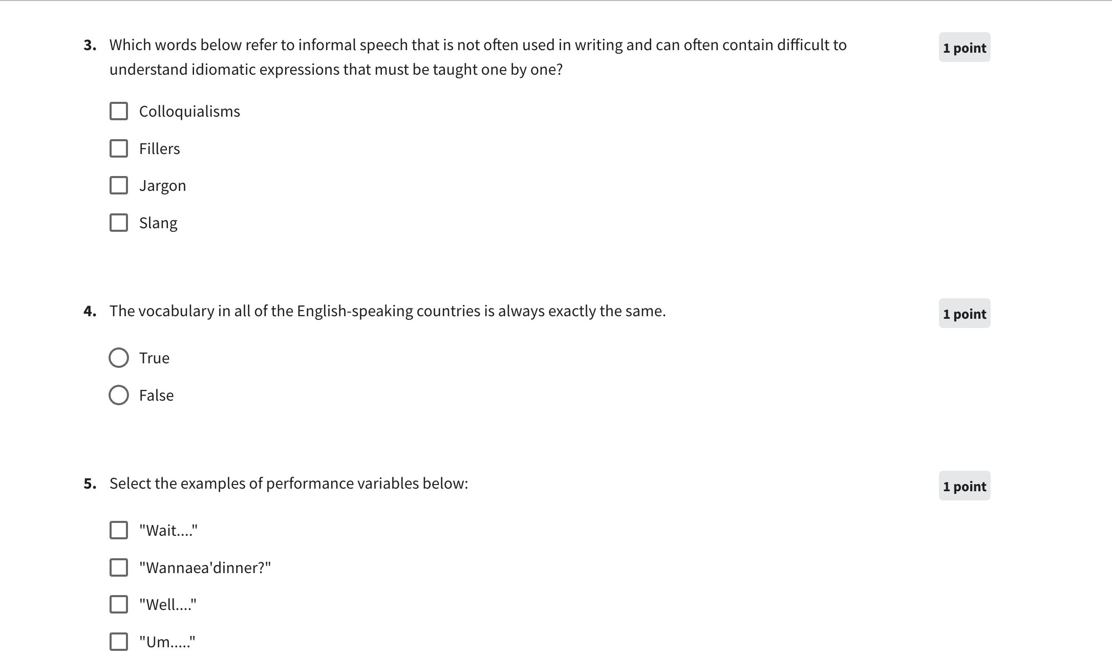 1. Dr. Dixon's example of his 2year old's speech,