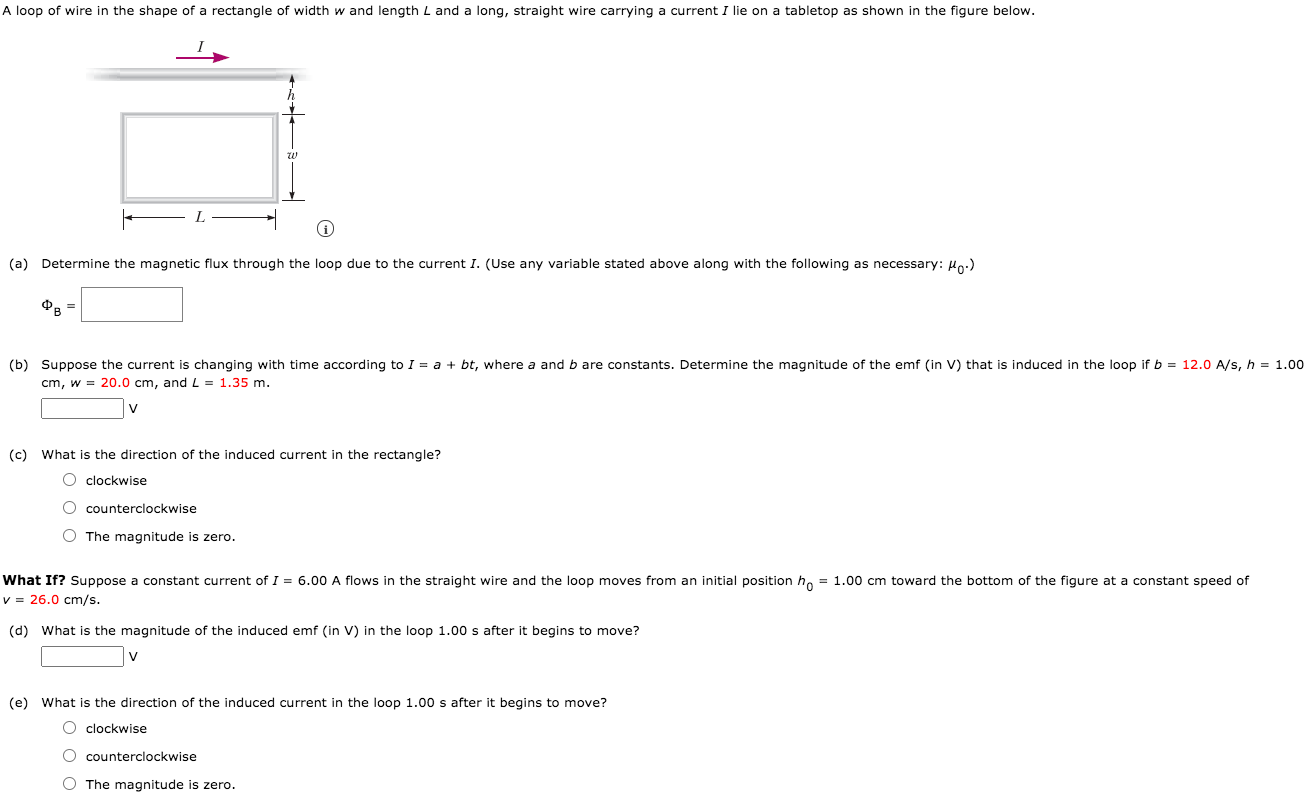 Solved A Loop Of Wire In The Shape Of A Rectangle Of Widt Chegg Com