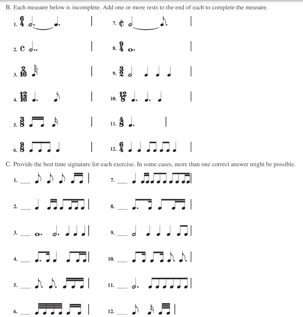 Solved B. Each measure below is incomplete. Add one or more | Chegg.com