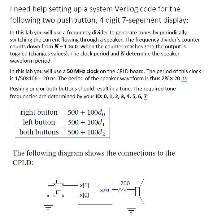 I need help setting up a system Verilog code for the | Chegg.com