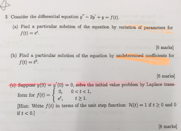 Solved 3, Consider the differential equation y"-2y + y = | Chegg.com