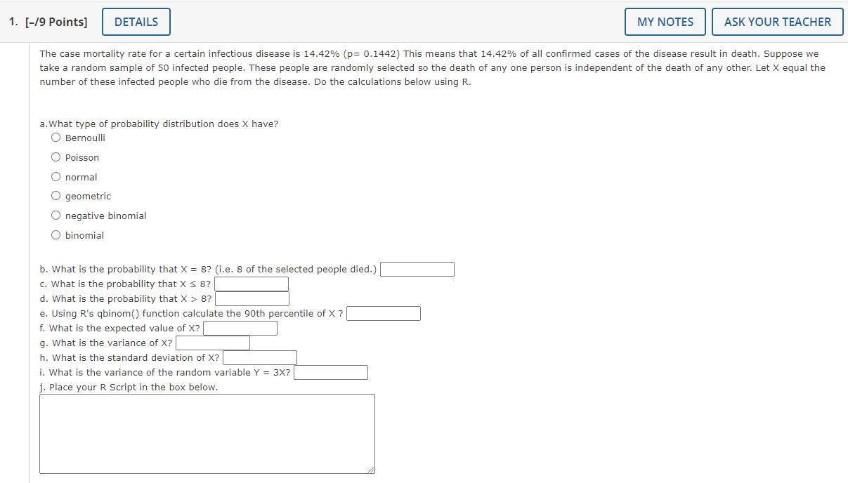 Solved 1. [-19 Points] DETAILS MY NOTES ASK YOUR TEACHER The | Chegg.com