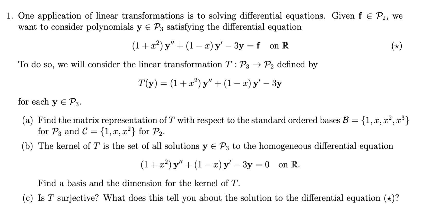 Solved 1. One application of linear transformations is to | Chegg.com