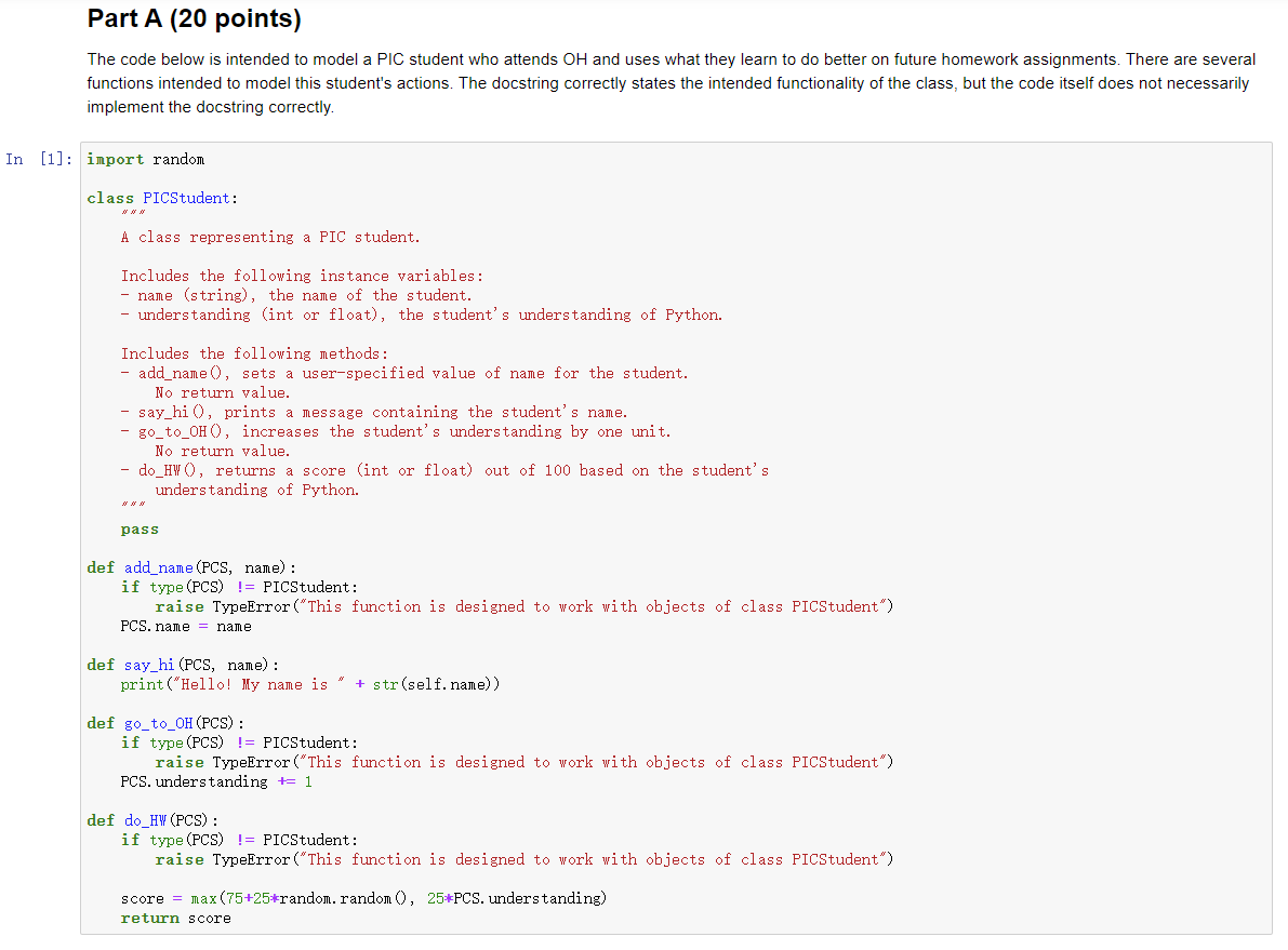 Solved Please use Python! Part A (20 points) The code | Chegg.com