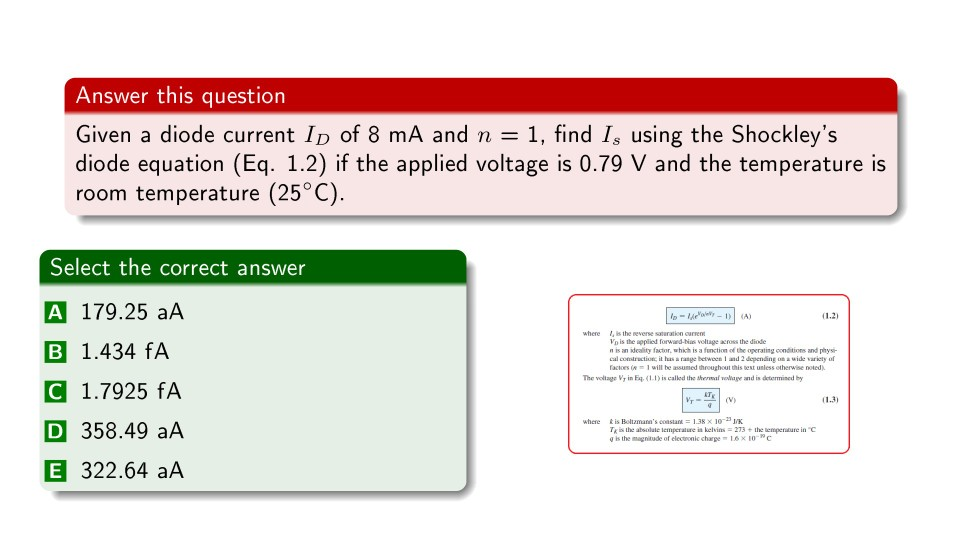 Solved Answer This Question Given A Diode Current Id Of 6 Chegg Com