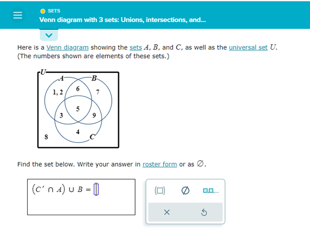 Solved Here Is A Venn Diagram Showing The Sets A,B, And C, | Chegg.com