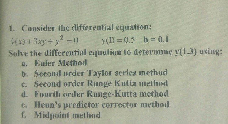 Solved 1 Consider The Differential Equation º X 3xy Chegg Com