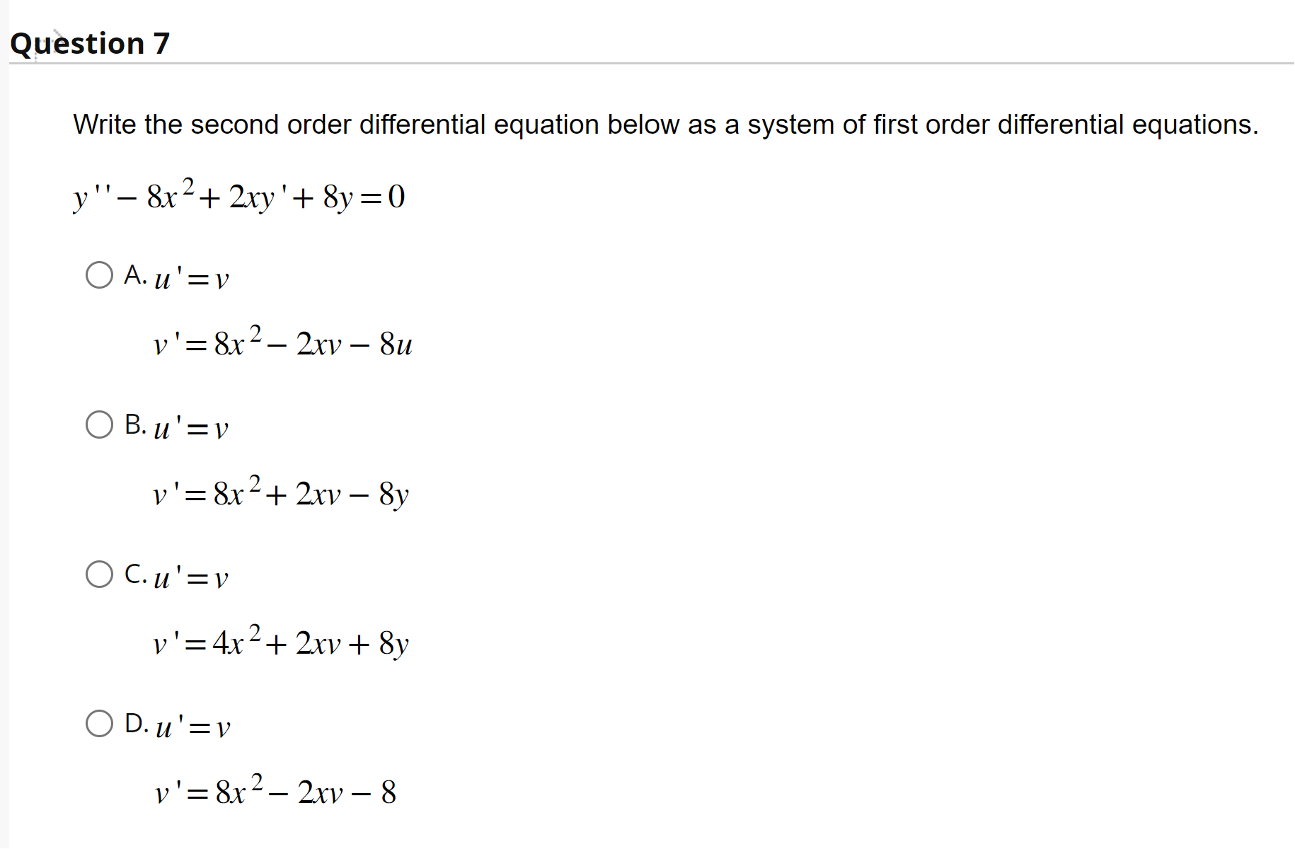 Solved Write The Second Order Differential Equation Below As 9468