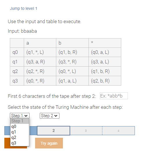 Solved Jump to level 1 Use the input and table to execute. | Chegg.com