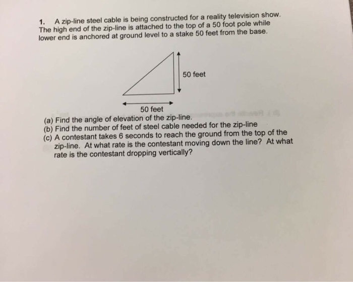 Solved A zip-line steel cable is being constructed for a | Chegg.com