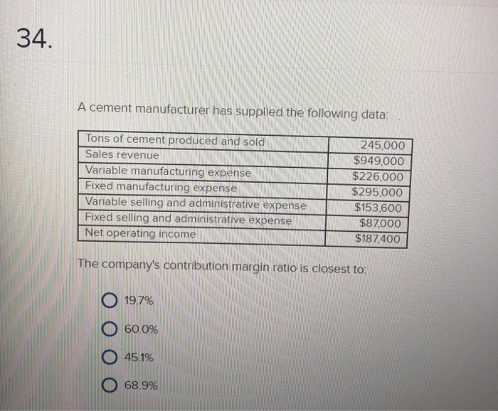 A Cement Manufacturer Has Supplied The Following Data Solved 34. A cement manufacturer has supplied the following | Chegg.com