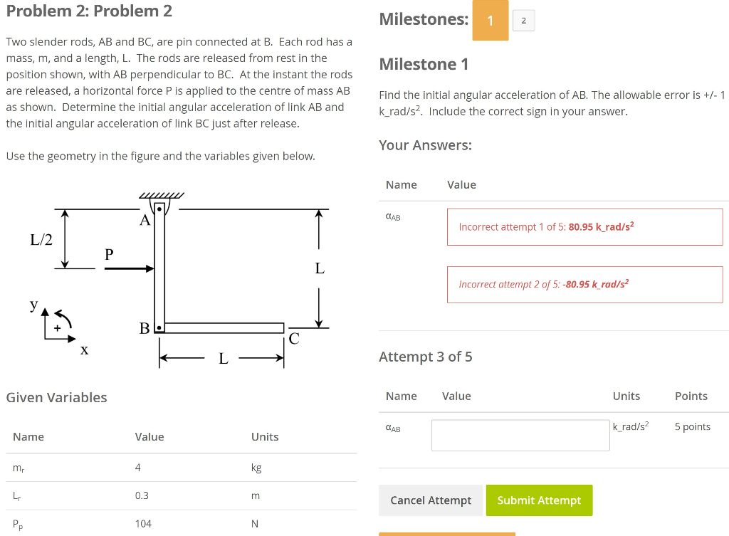 Solved Determine the initial angular acceleration of link AB | Chegg.com