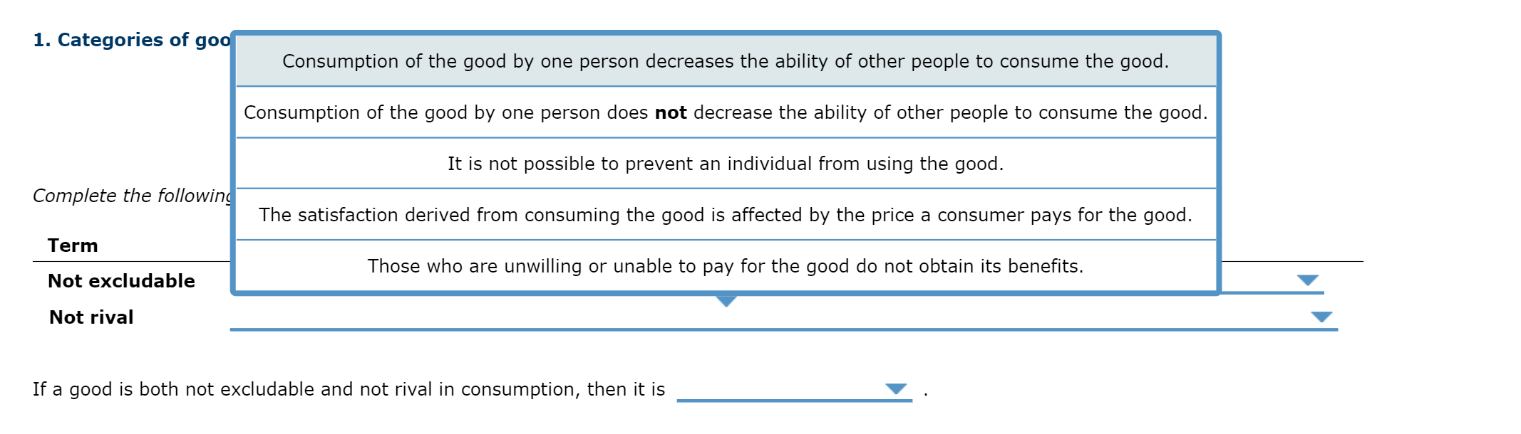 Solved Complete The Following Table By Selecting The | Chegg.com