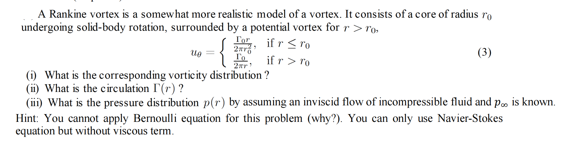 Solved A Rankine vortex is a somewhat more realistic model | Chegg.com