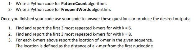 1. Write a Python code for PatternCount algorithm. 2- | Chegg.com