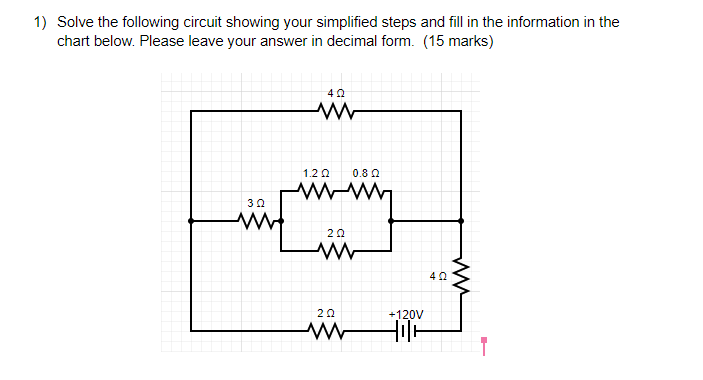 Solved 1) Solve the following circuit showing your | Chegg.com