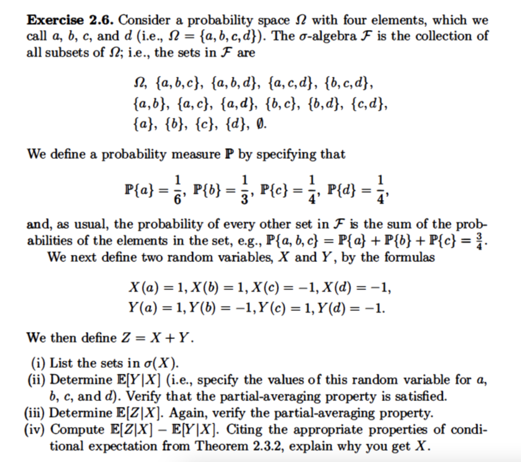 Solved Exercise 2 6 Consider A Probability Space N With Chegg Com