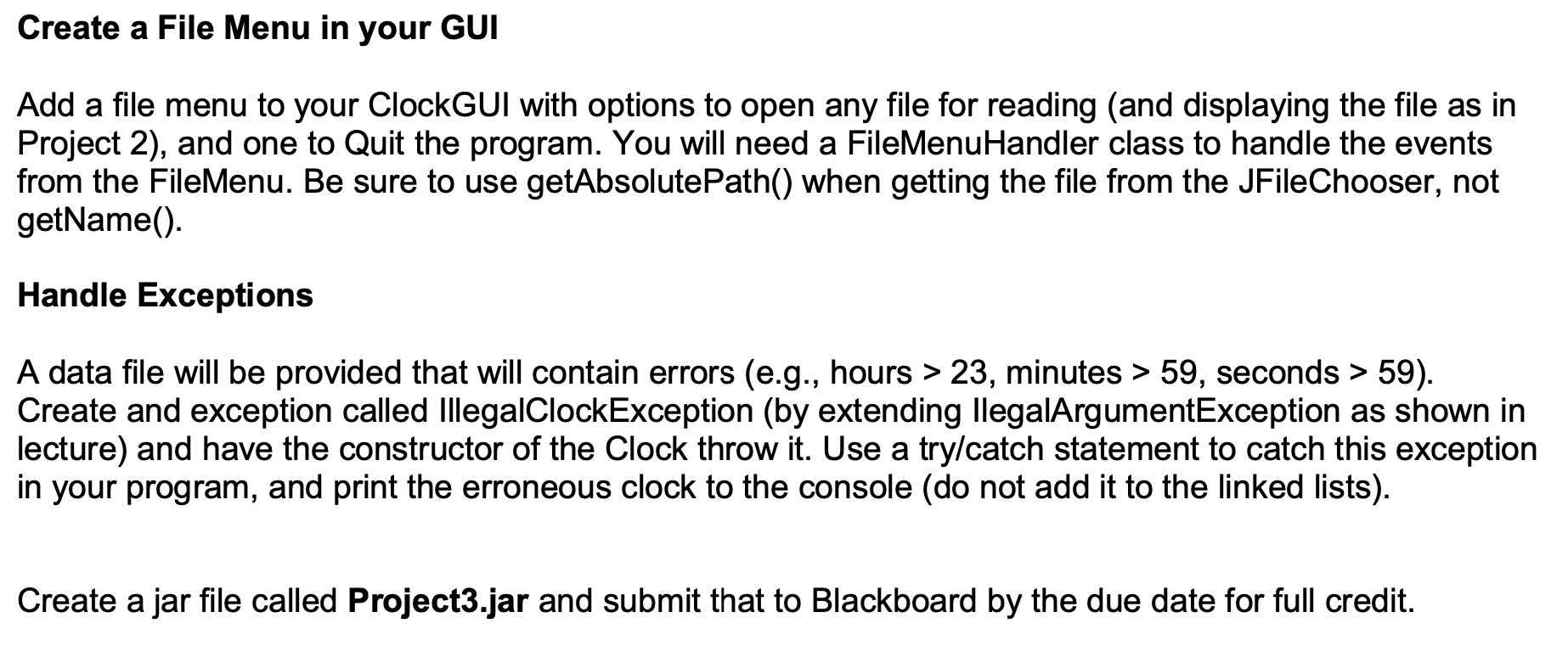 Create a File Menu in your GUI Add a file menu to | Chegg.com