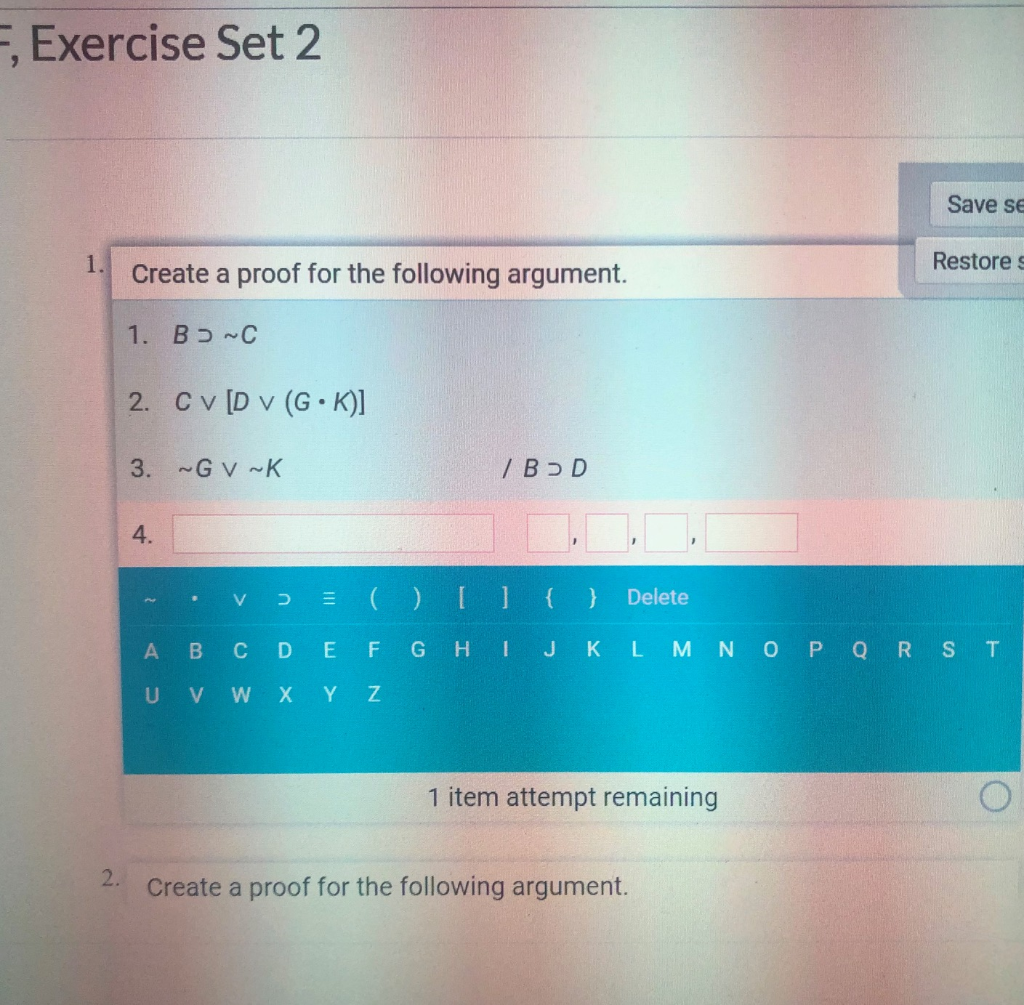 Solved F Exercise Set 2 Save Se Create A Proof For The F Chegg Com