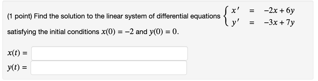 solution to linear system of differential equations calculator