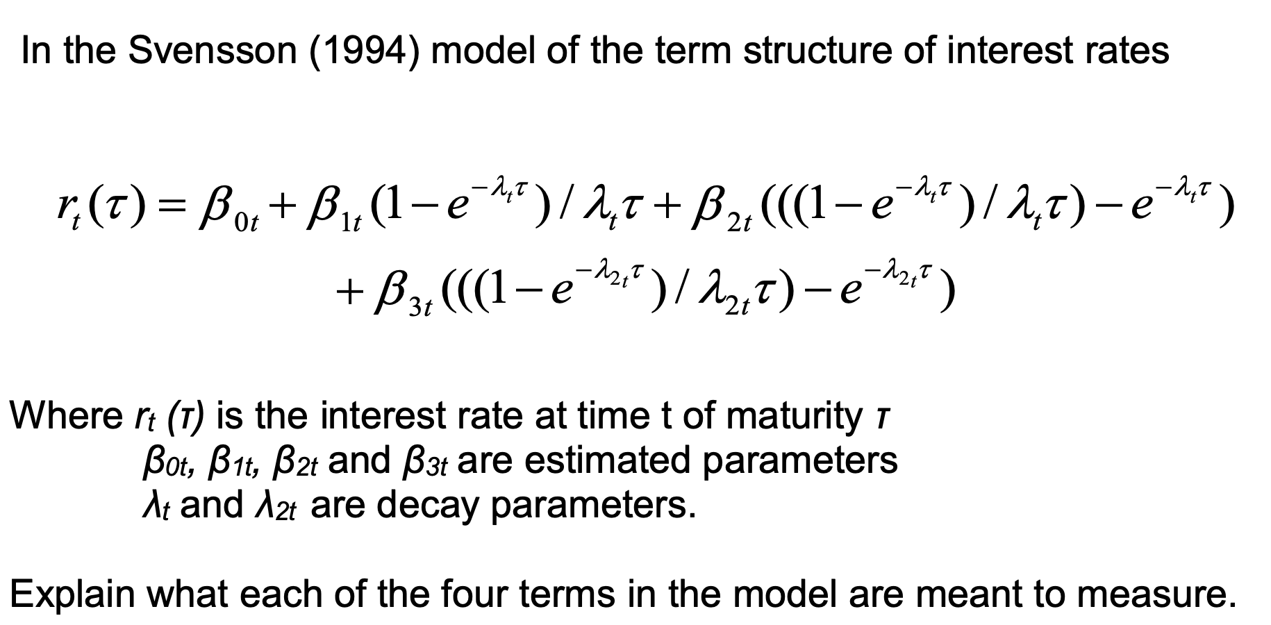Solved Explain what each of the four terms in the model are | Chegg.com