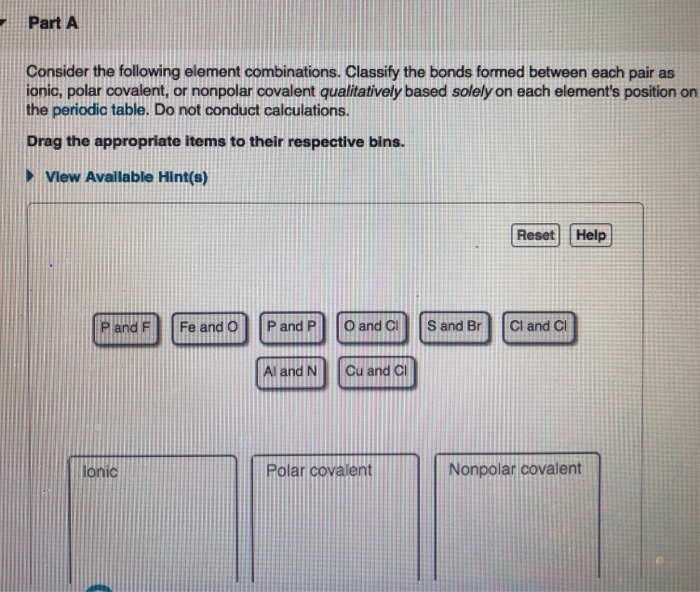 Solved Consider The Following Element Combinations. Classify | Chegg.com