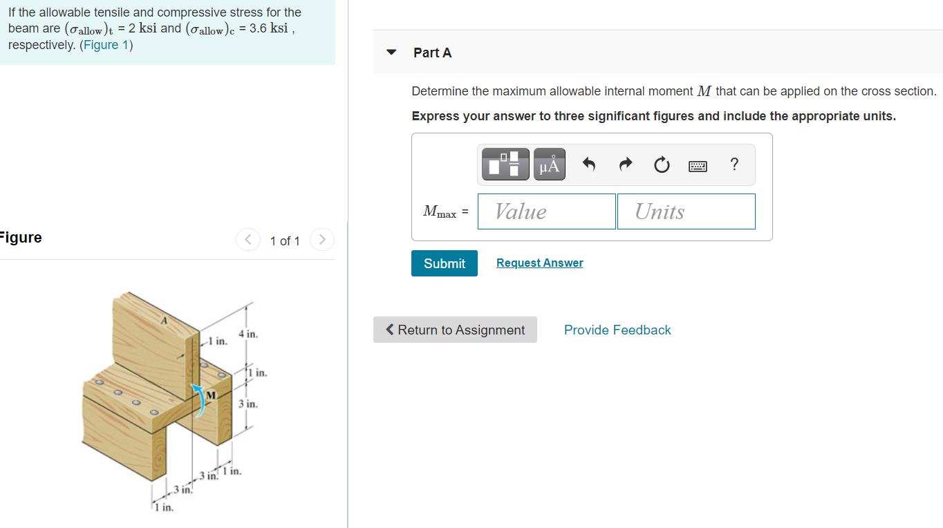 Solved If the allowable tensile and compressive stress for | Chegg.com