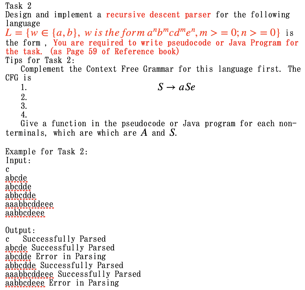 Solved Task 2 Design and implement a recursive descent