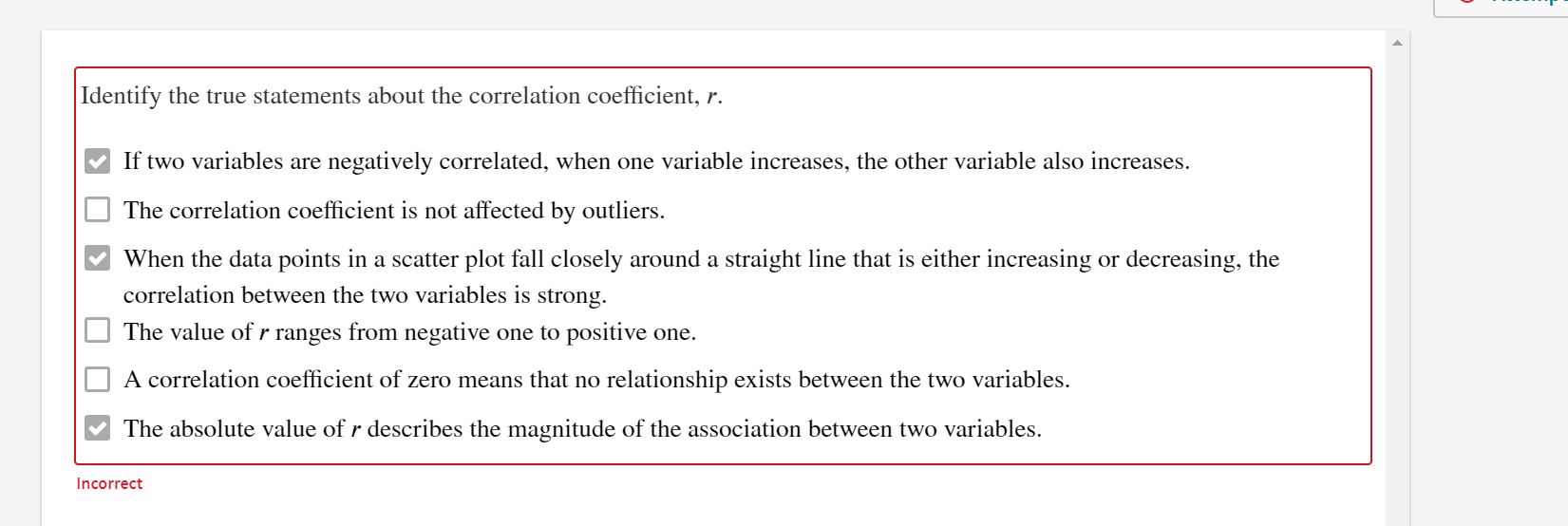 Solved Identify The True Statements About The Correlation | Chegg.com