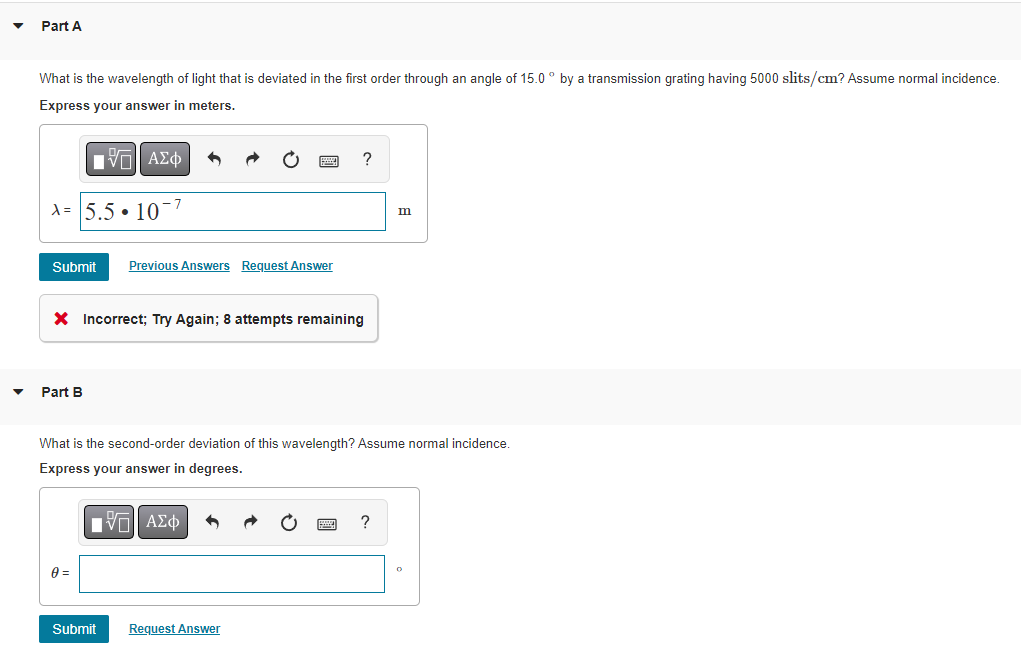 Solved What is the wavelength of light that is deviated in | Chegg.com