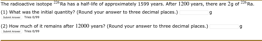 solved-the-radioactive-isotope-226-ra-has-a-half-life-of-chegg