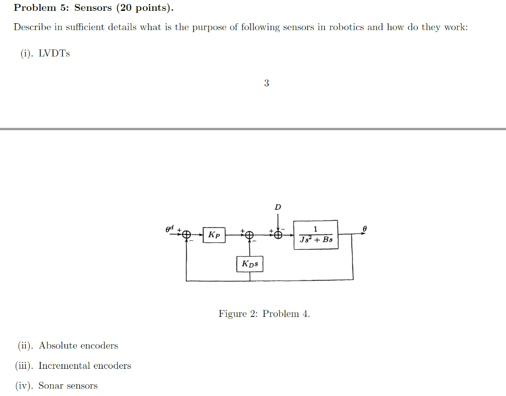 Solved Problem 5: Sensors (20 points). Describe in | Chegg.com