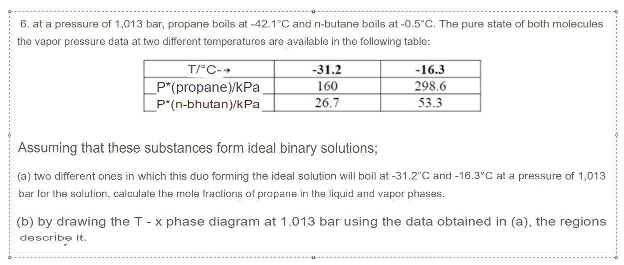 Solved 6. At A Pressure Of 1,013 Bar, Propane Boils At | Chegg.com