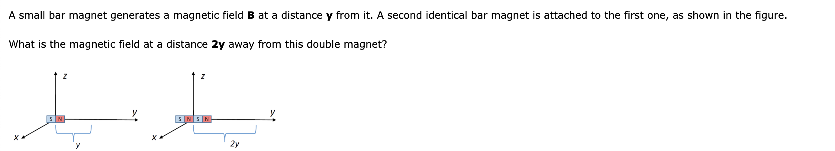 Solved A small bar magnet generates a magnetic field B at a | Chegg.com