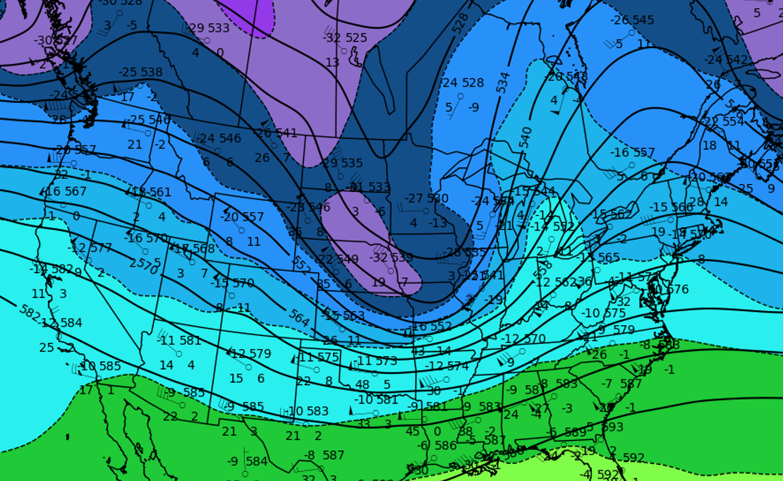 Solved On this 500 mb map, identify one trough axis and one | Chegg.com