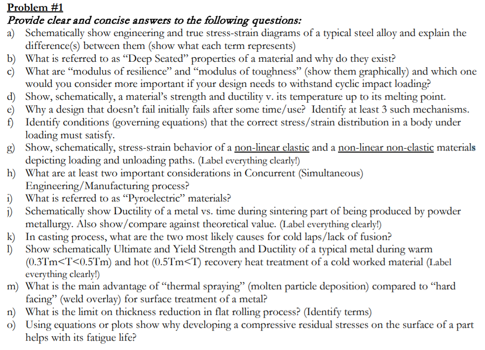 Solved Problem #1 Provide clear and concise answers to the | Chegg.com